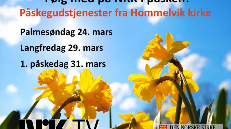 Påskegudstjenestene i år ble sendt fra Hommelvik kirke! Du finner de fortsatt på NRK.no