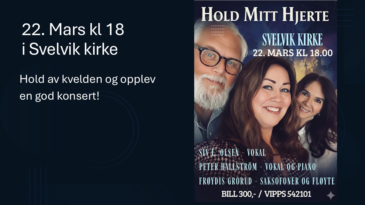 Konsert 22. mars kl 18:00 i Svelvik kirke