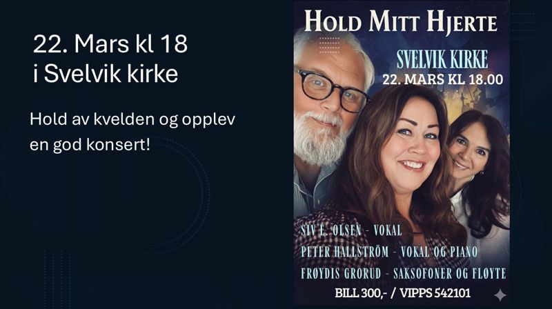 Konsert 22. mars kl 18:00 i Svelvik kirke
