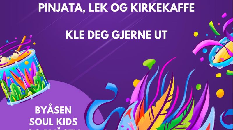 Velkommen på "Fest til faste" - karnival gudstjeneste for alle! Mandag 12.2. kl. 17.30