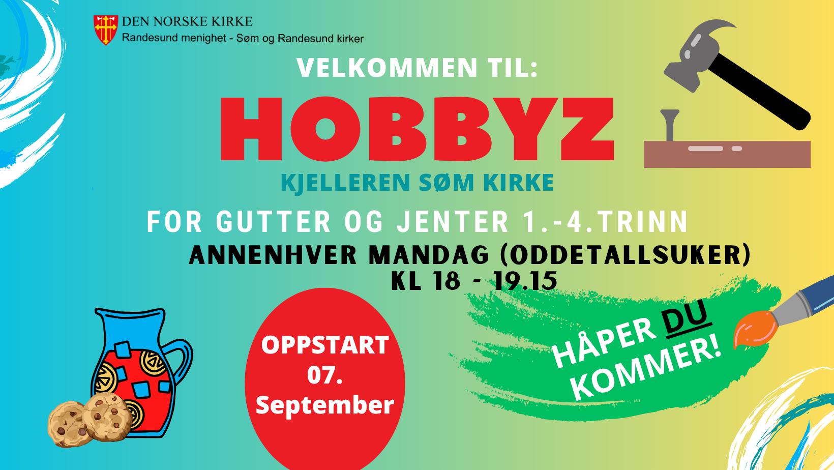 HOBBYZ i kjelleren, Søm kirke - for gutter og jenter 1. - 4. trinn - annenhver mandag 18-19.15