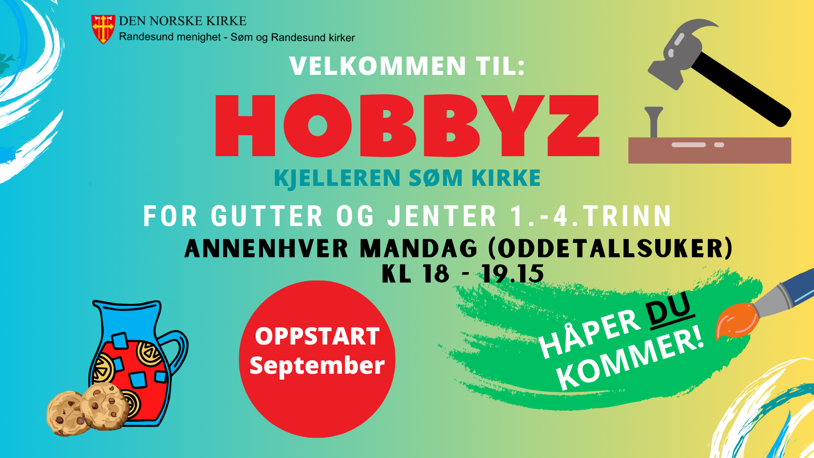 HOBBYZ i kjelleren, Søm kirke - for gutter og jenter 1. - 4. trinn - annenhver mandag 18-19.15