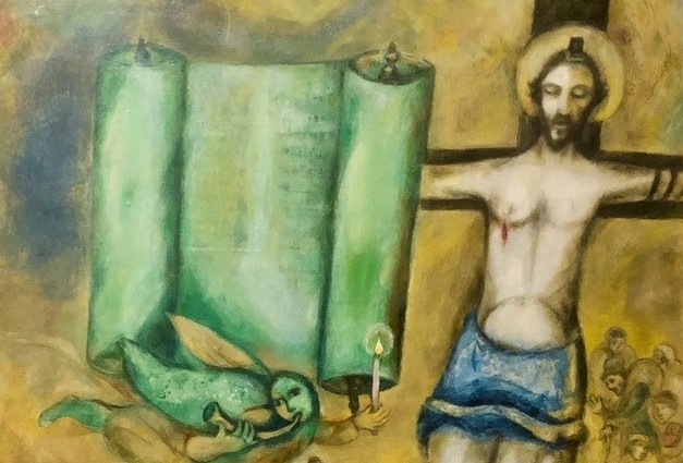 Utsnitt av "Korsfestelse i gult". Chagall. Utstilt på Henie Onstad-senteret frem til 18. juni. Foto: Knut Lundby. 