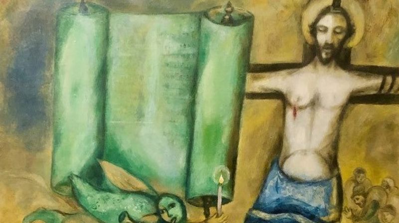 Utsnitt av "Korsfestelse i gult". Chagall. Utstilt på Henie Onstad-senteret frem til 18. juni. Foto: Knut Lundby.