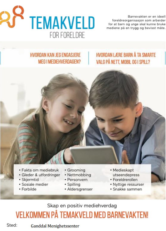 Temakveld for foreldre 21. november: "Skap en positiv mediehverdag!"