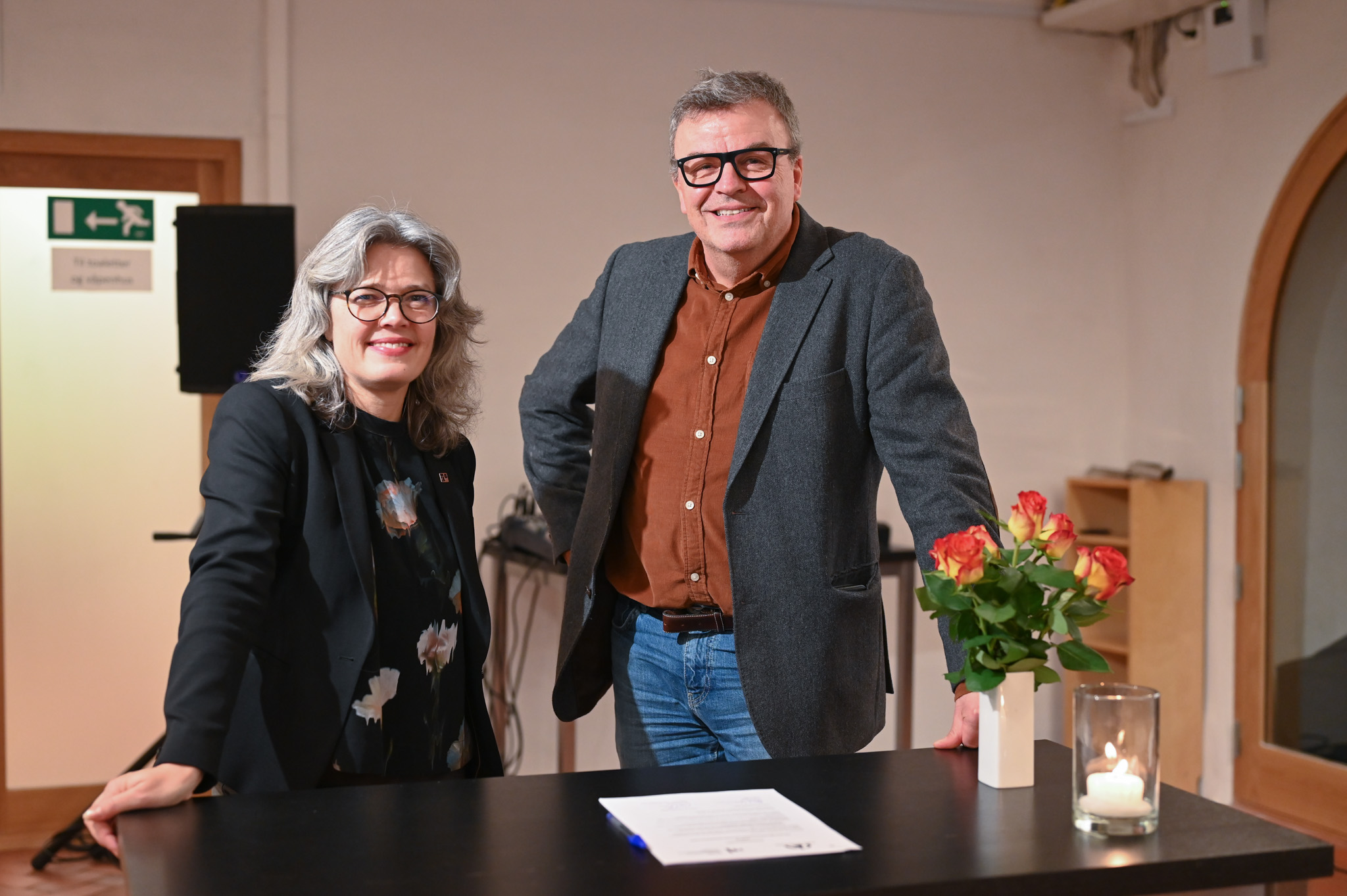 Rektor ved Norges musikkhøgskole, Astrid Kvalbein og daglig leder i Oslo domkirke, Geir Rebbestad. Foto: Andora Hylland