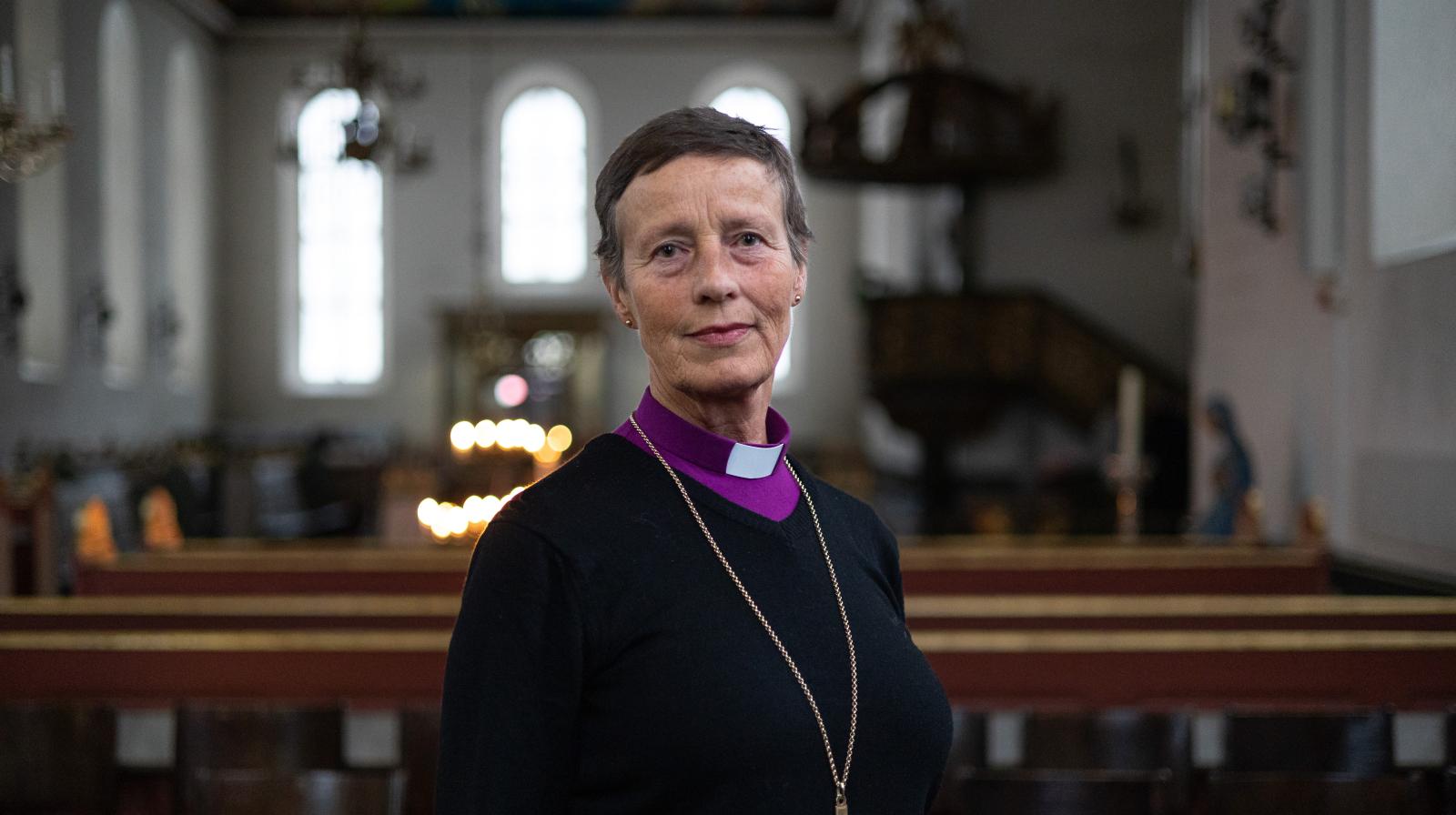 Biskop i Stavanger Anne Lise Ådnøy varsler endringer i gudstjenesteprogrammet på grunn av ekstremvær. Foto: Den norske kirke
