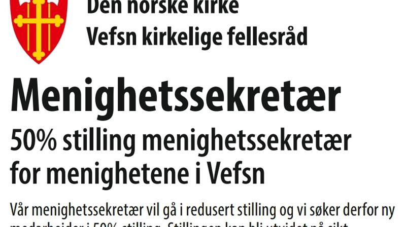 Menighetssekretær søkes
