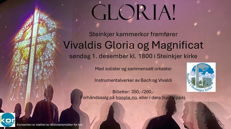 Gloria - konsert med Steinkjer kammerkor, barokkorkester og solister