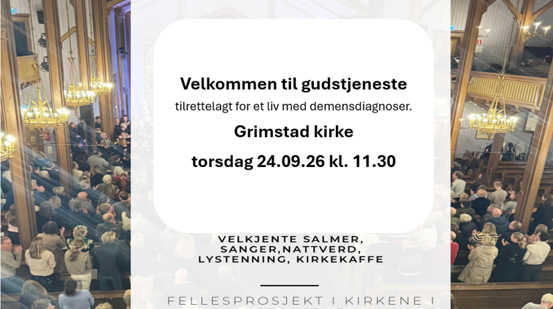 Demensvennlig gudstjeneste torsdag 24. september