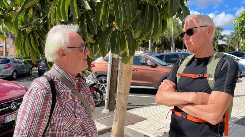 Bilde av Gunnar Salomonsen og Josten Vestbø er frå Los Cristianos, Tenerife, i 2023. Fotograf: Norodd Stavenjord.
