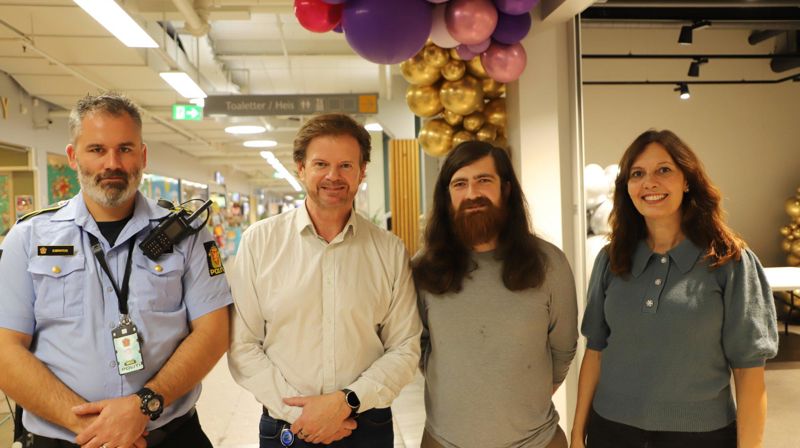 Andreas Bjørnteig (politikontakt for Frogn og Nesodden), Ragnar Sørlie (senterleder Drøbak City), Halvor Bekken Aschim-Teigum og Helena Tomer (begge fra Det norske kirke). Foto: Maria S. Bergh