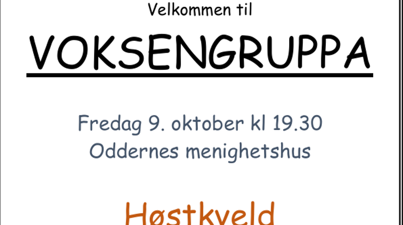 Velkommen til Voksengruppa 9. oktober