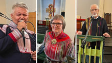 John Henrik Mienna, Tove Lill Labahå Magga og Per Oskar Kjølaas var blant bidragsyterne på forsoningsseminaret i Kirkenes i september 2023. Foto: Berit Kristin Klevmoen.