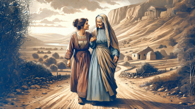 Historien om Rut og hennes svigermor Noomi er en troshistorie på tvers av generasjoner. Illustrasjon: Dall-E.