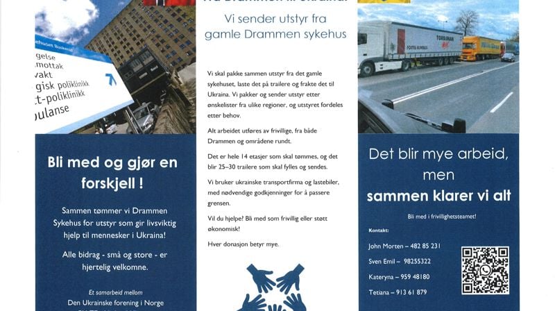 Bli med å gjør en forskjell - pakke og sende utstyr fra gamle Drammen sykehus til Ukraina!