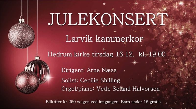 Julekonsert med Larvik kammerkor og Cecilie Schilling