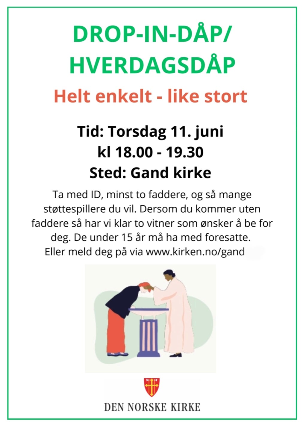 Vi inviterer til Drop-in-dåp!