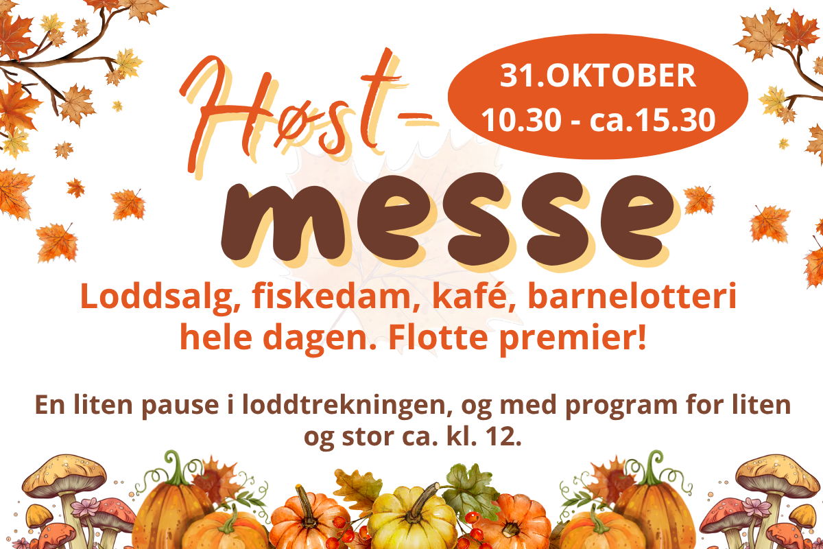 Høstmesse i Oddernes menighetshus 31. oktober!