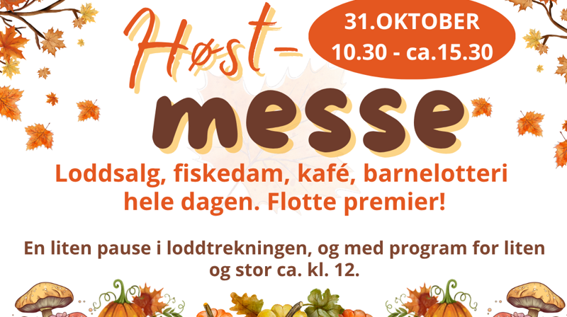 Høstmesse i Oddernes menighetshus 31. oktober!