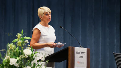 Kristin Gunleiksrud Raaum på Kirkemøtet i Trondheim. (Foto: Kirkerådet)