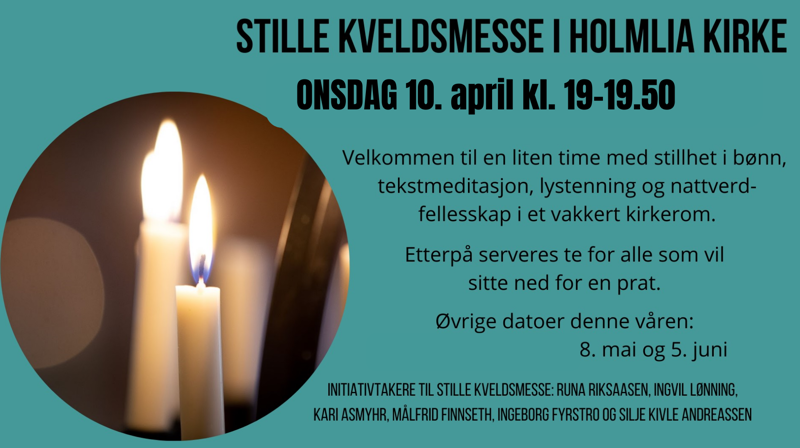 Stille Kveldsmesse onsd. 10.apr. kl. 19