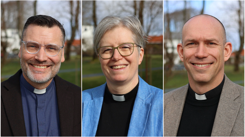 På torsdag tilsettes en av disse som ny biskop. I alfabetisk rekkefølge: Vidar Mæland Bakke, Karen Margrete Mestad, Tor Magne Nesvik.