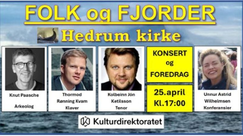 Folk og fjorder - konsert og foredrag i Hedrum kirke.