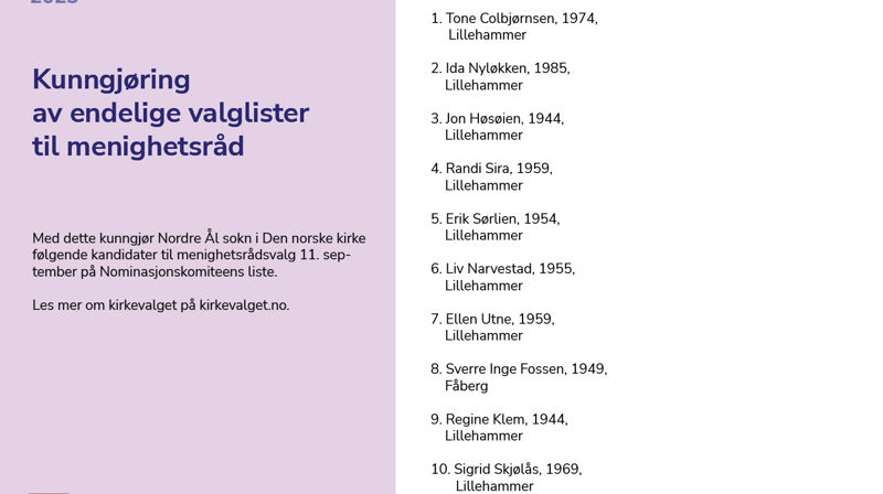 Disse står på valg til Menighetsrådet i Nordre Ål sokn 2023-2027