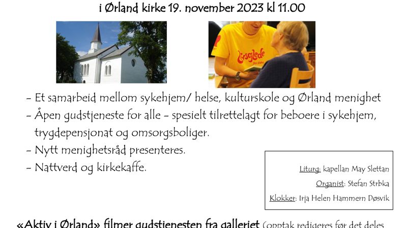 Livsgledegudstjeneste i Ørland kirke 19. november 2023 kl. 11.00