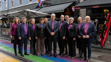 Biskopene i Den norske kirke utenfor London Pub, Olso. 16. oktober 2025. Foto: Den norske kirke