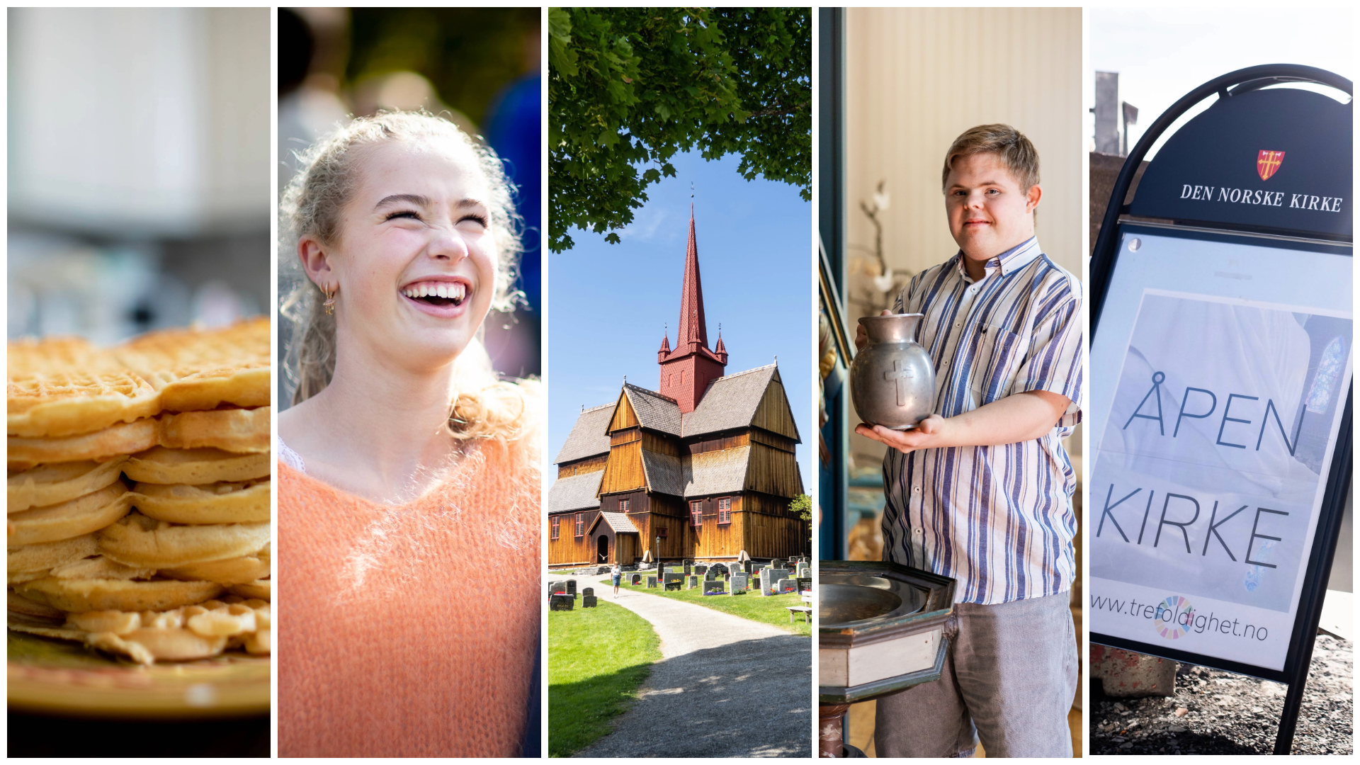 I år skal flere hundre unge ha sommerjobb i Den norske kirke. Illustrasjonsfoto: Bo Mathisen, Joakim Birkeland, Helene More Slinning / Den norske kirke. 