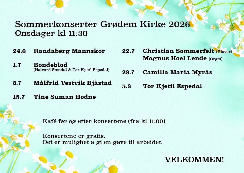 Sommerkonserter i Grødem kirke