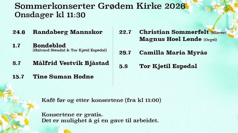 Sommerkonserter i Grødem kirke