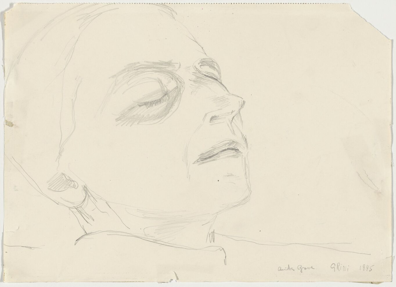 På Grini tegnet Anita Greve medfanger på kvinneavdelingen. Her en døende kvinne. (Foto: Nasjonalmuseet)