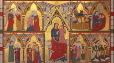 Kyndelsmess eller Jesu fremstilling fra Hamre kirke. Rekonstruksjon av antemensalet. Foto: Frode Inge Helland, fra Kunsthistorie.com. Lisens: CC BY-NC-SA 3.0.