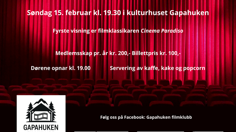 Gapahuken filmklubb inviterer til filmvisning!