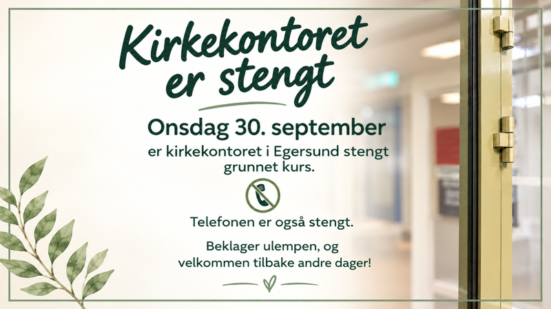 Kirkekontoret stengt 30. september
