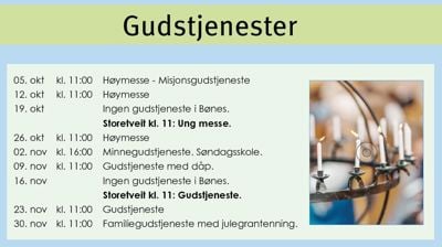 Oversikt over gudstjenester i høst
