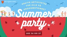 Summer party, gratis aktiviteter for alle på ungdomstrinnet i uke 26 og 27.