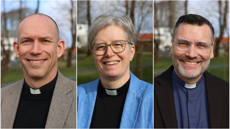 En av disse blir ny biskop i Stavanger bispedømme: Tor Magne Nesvik, Karen Margrete Mestad, Vidar Mæland Bakke