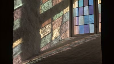 Sollys gjennom vinduet i Hurum middelalderkirke. Foto: Pål A. Berg