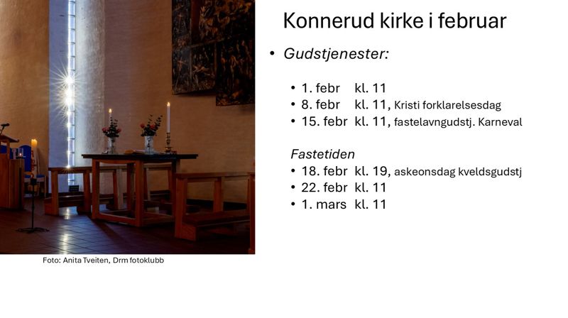 Gudstjenester i februar i Konnerud kirke