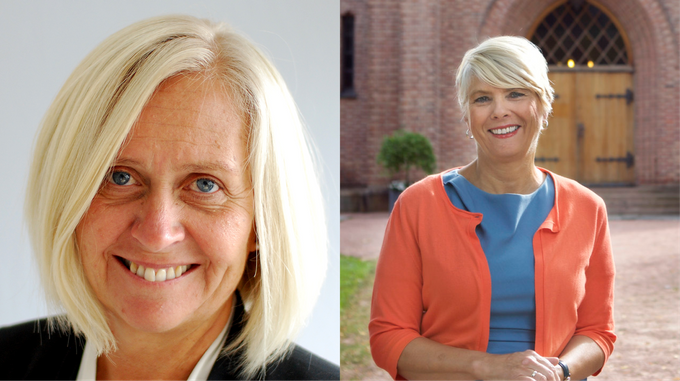 Adm. dir. i KA Marit Halvorsen Hougsnæs og leder i Kirkerådet Kristin Gunleiksrud Raaum. Foto: KA og Kirkerådet/Kolonihaven