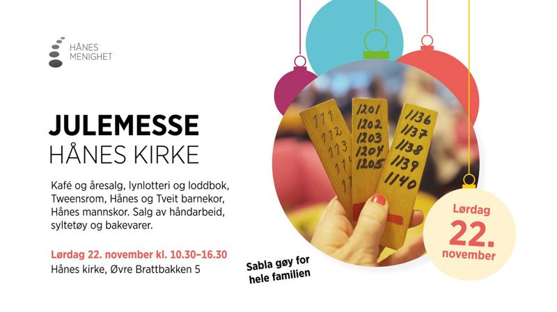 Julemesse i Hånes kirke Lørdag 22. november kl. 10.30–16.30