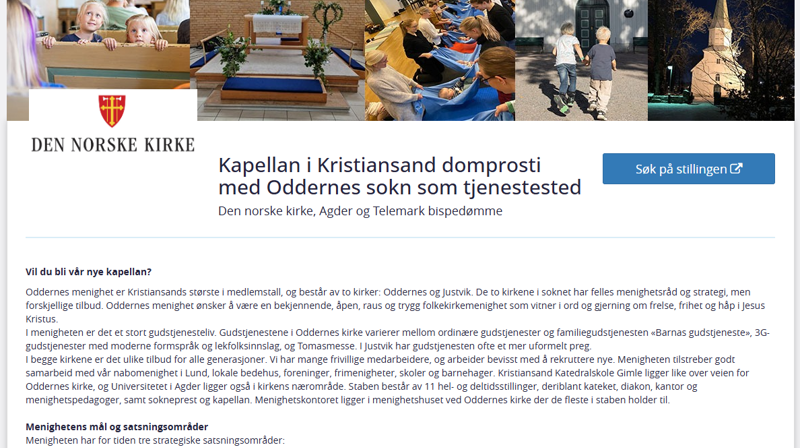 Vil du bli vår nye kapellan?