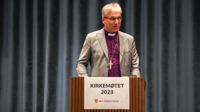 Preses Olav Fykse Tveit på Kyrkjemøtet i Trondheim. (Foto: Kyrkjerådet)