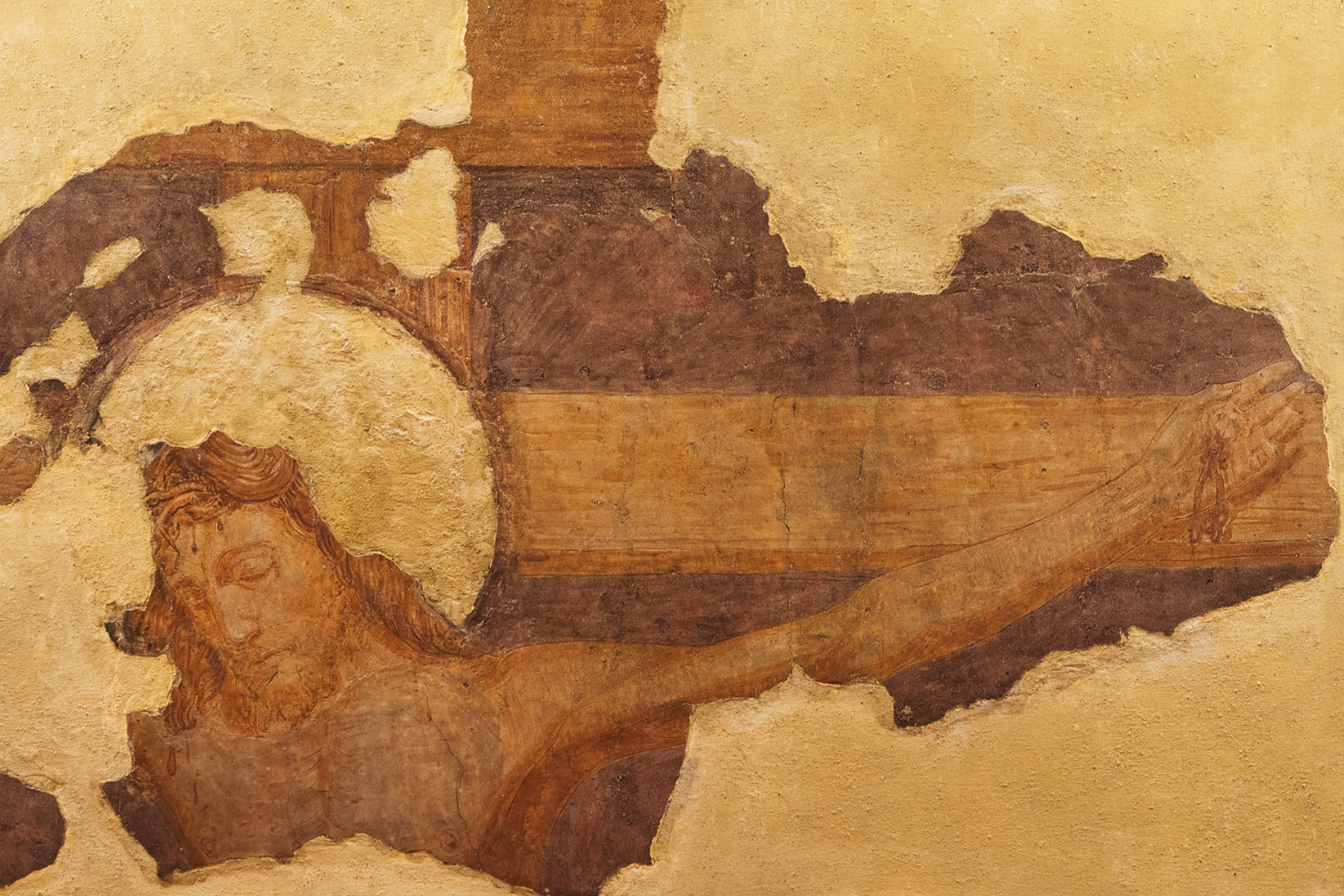 Detalj fra Emanuel Vigelands korsfestelses-freske i Vålerenga kirke, ødelagt i kirkebrannen 1979. Restaurert fragment henger i menighetssalen i kirka. Foto: Reiner Schaufler