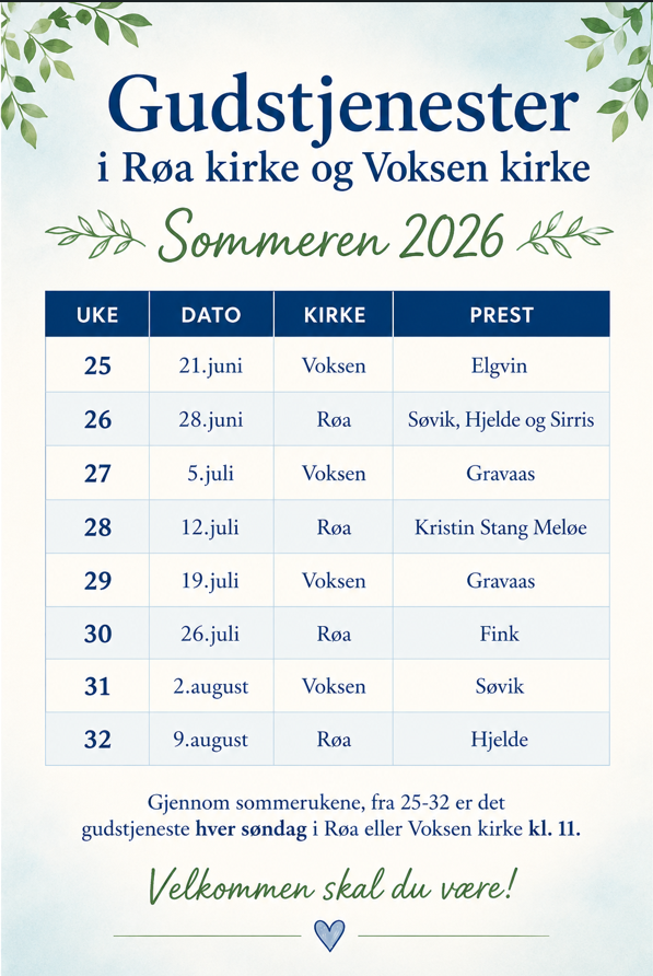 Gudstjenester i sommer