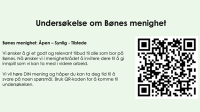 Undersøkelse om Bønes menighet